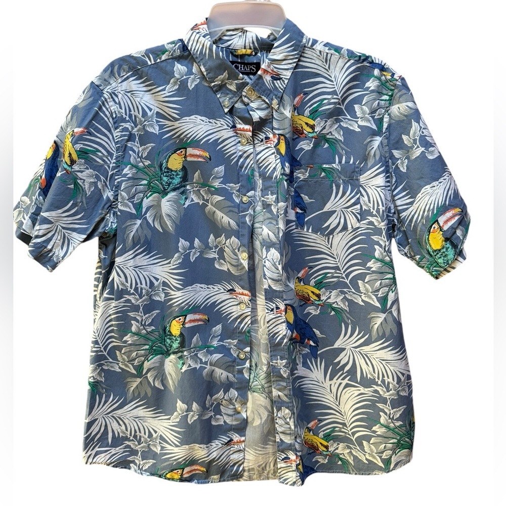 Chaps 100% Cotton Tropical Print‎ Button Down Shirt